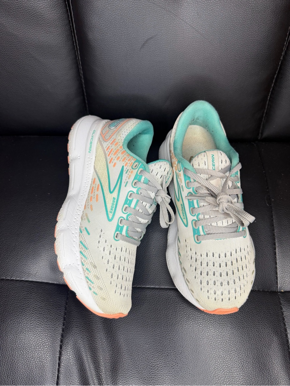 Brooks Glycerin 20 Womens Running Shoes Grey Teal Peach 1203691B061 Size 5.5